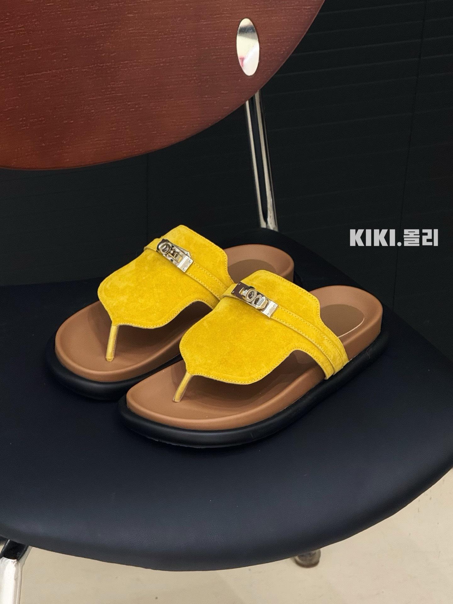 

H55 Женская обувь Песчаная отмель Сумерки | Сандалии Love Horse 25 Лето Новые Повседневные Универсальные Шлепанцы 35 жёлтый