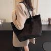 Elegant Solid Color Corduroy Tote Bag for Women Spacious Large Capacity Top Handle Daily Commute or Shopping Shoulder Bag CLE