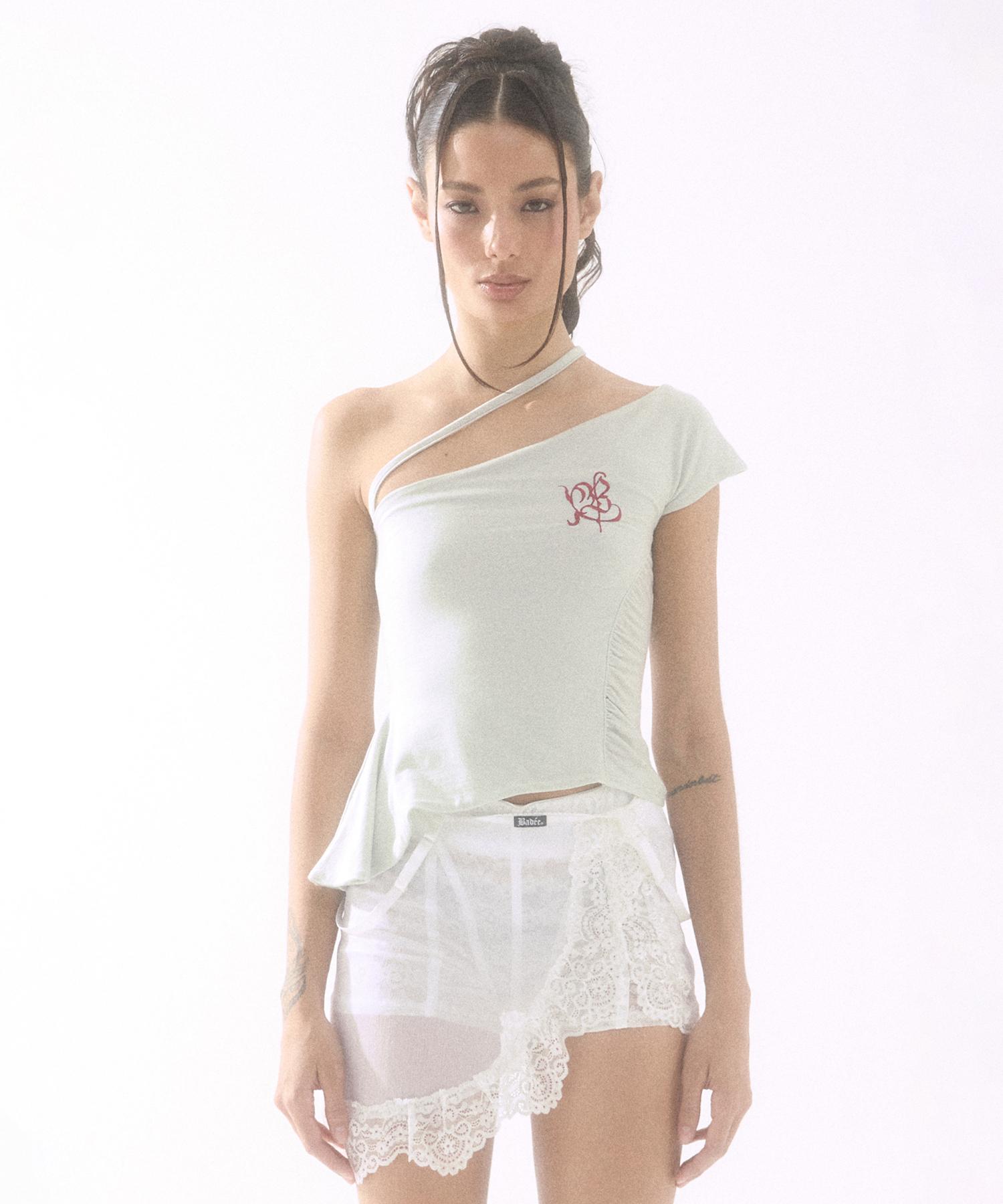 Buddy One Shoulder Drape Sleeveless Pale Mint M