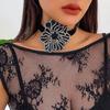 Fashion Rhinestone Flower Choker Black Collar, Lolita Flower Necklace Necklace For Women
