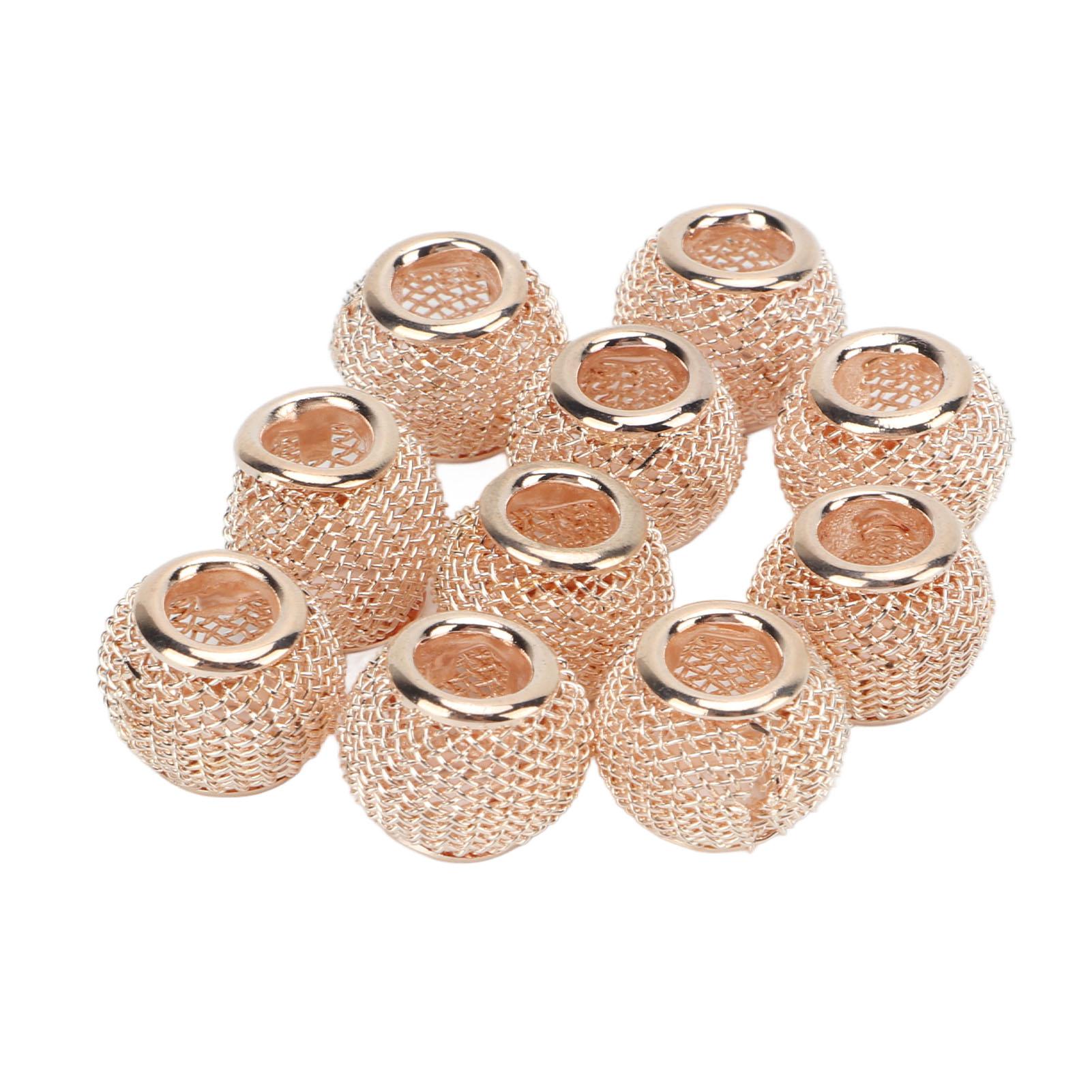 

10 Pcs Spacer Beads Round Mesh Hollow Gold Plated Ball Spacer Beads DIY Hand Made Beading for Jewelry Making Rose Gold
