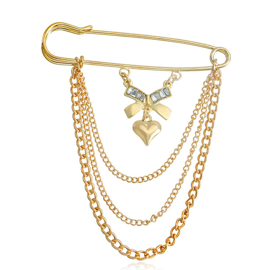 Korean ins trendy retro chain pin brooch street trendy metal decoration hip hop suit accessories men