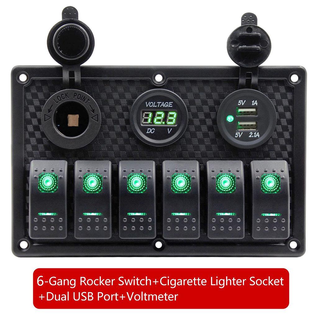 Buy 12V-24V LED Waterproof Rocker Switch Panel Dual USB Cigarette ...
