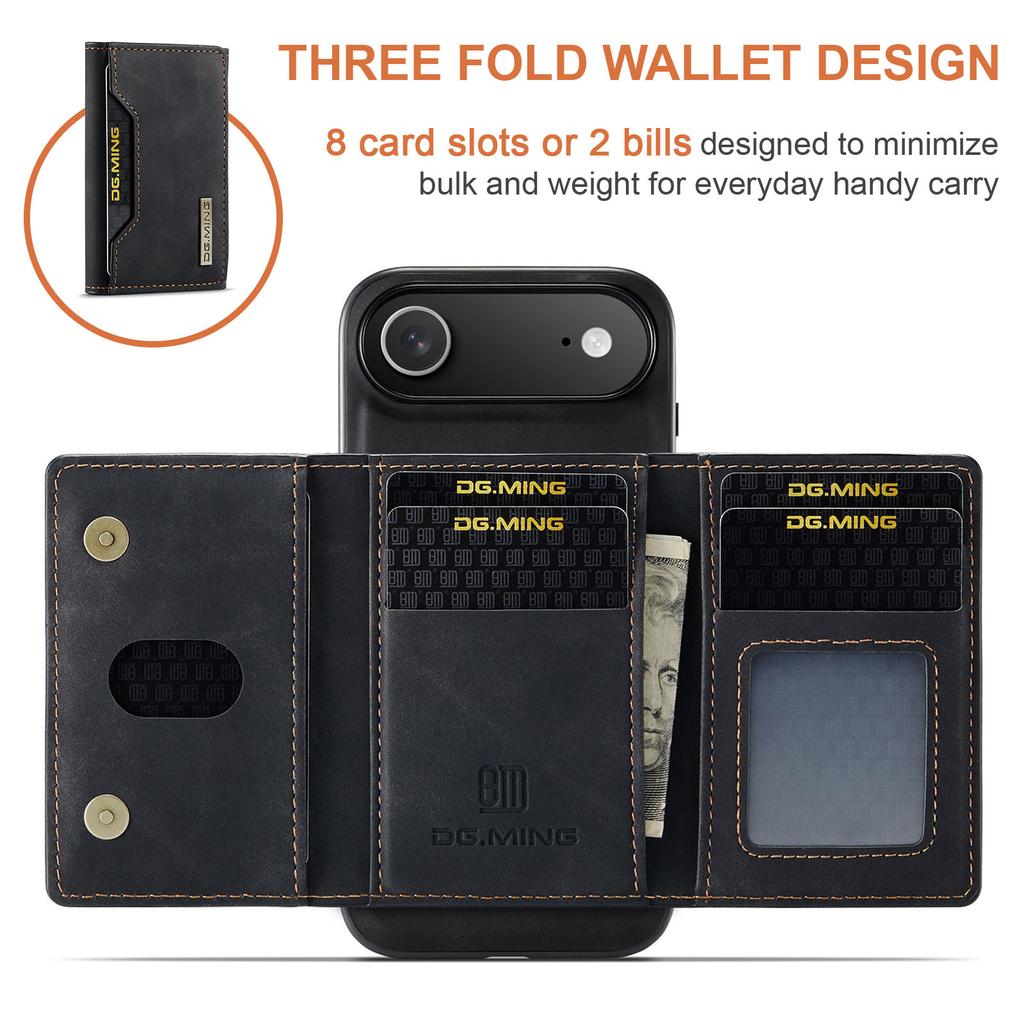 DG.MING M2 Series for iPhone 17 Air Case PU+PC+TPU Phone Cover Detachable Wallet