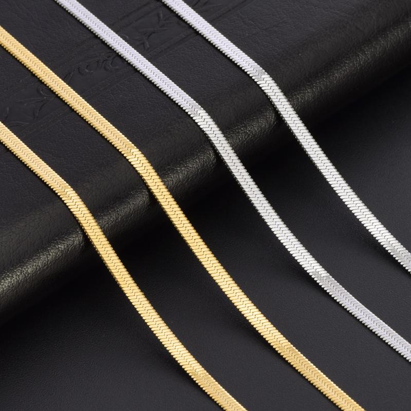 Factory Direct Stainless Steel Sporty Electroplated Jewelry Necklace Blade Chain Flat Snake Bone DIY Clavicle Bare Chains