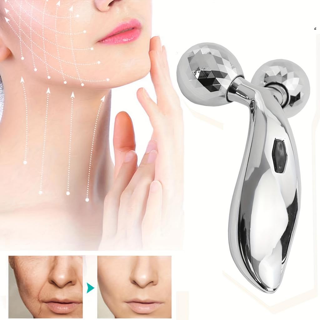 3D Roller Gesichtsmassagegerät, Gesichtsskulpturwerkzeug - Gesichtsmassagegerät Lifting-Tool Hautstraffung Reduziert Schwellungen Glättet Falten - Silbern
