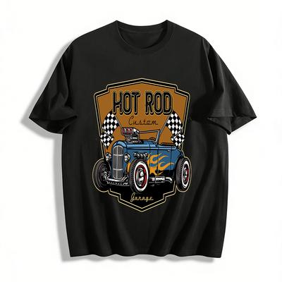 Vintage Hot Rod Custom Garage Graphic Tee Classic Car Lover Casual Top Pure Cotton T-shirt