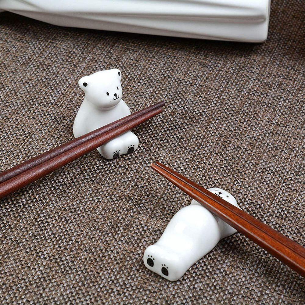 Ceramic Cute Creative Polar Bear Dinnerware Stand Tableware Rack Chopsticks Holder Chopstick Rest
