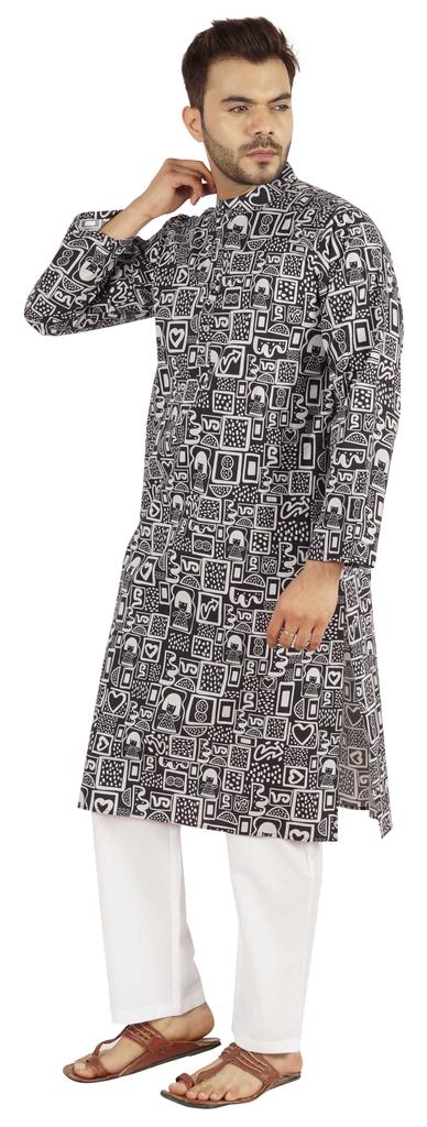 Atasi Designer Kurta For Men  s Printed Chinese Collar Summer Ethnic Party