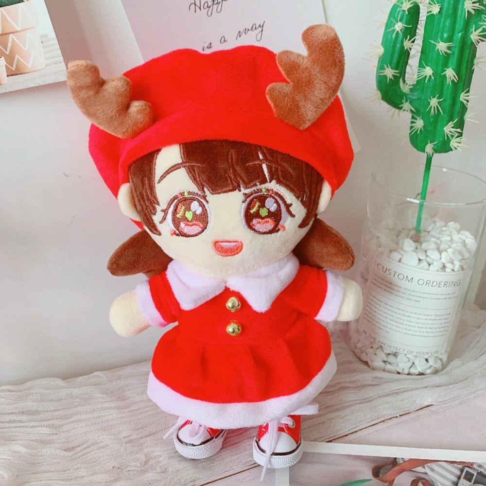 Plush Stuffed Santa Claus Cotton Doll Dress Reindeer 20CM Doll Plush Toys Clothing  Girls
