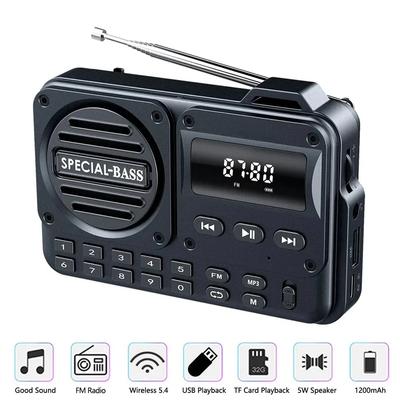 Tragbares FM-Radio mit wiederaufladbarem Akku, USB-TF-MP3-Musik-Player, unterstützt Kopfhörerwiedergabe, Bluetooth-Lautsprecher mit Empfänger, FM-Radios