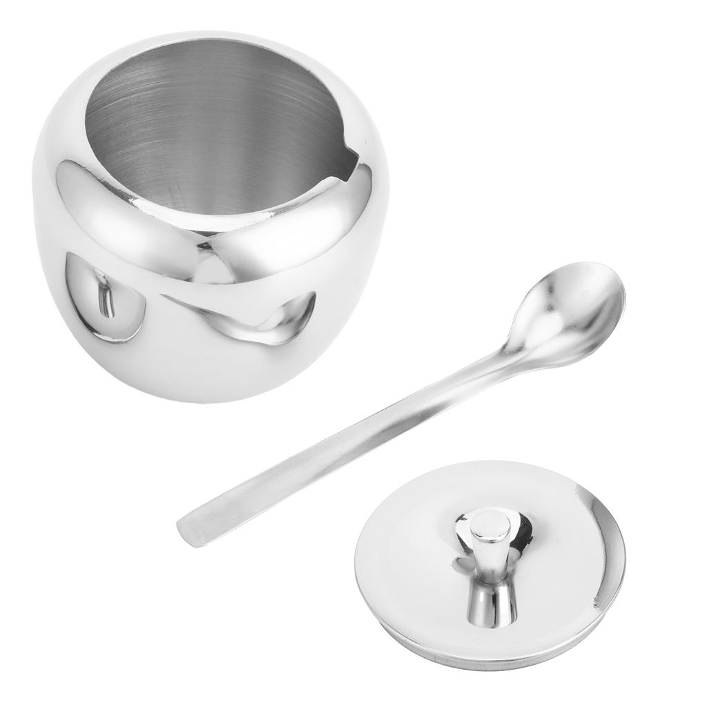 Stainless Steel Sugar Jar Seasoning Jar Spice Container with Lid and Spoon Home Kitchen Tool