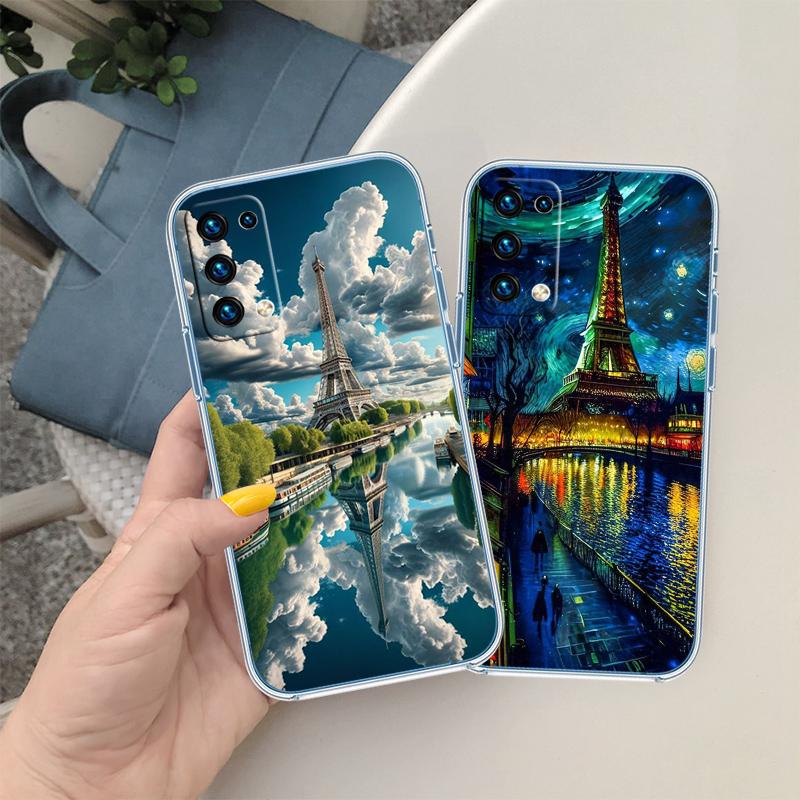RP54 Torre Eiffel di Parigi Custodia Trasparente per Telefono per Samsung Galaxy A04 A04S A14 A23 A34 A54 M23 M33 M52 M53