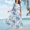 Women's Casual Loose Bohemian Floral Print Short Sleeve Dress