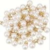 20pcs Elegant White Glossy Acrylic Charms with Rhinestone Accents Round Loose Bead Pendants for DIY Dangle Earrings Necklaces Bracelets Jewelry Making