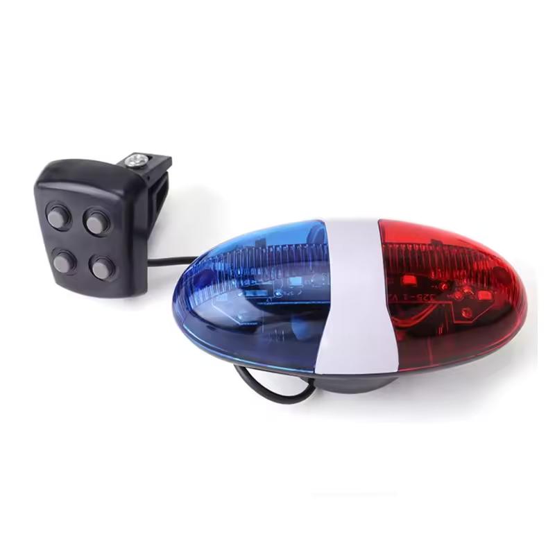 6 LED Bike Police Front Light Warning Siren Cycling Electric Horn Bell Bicycle Lamp Electronic Horn Riding Accessories
