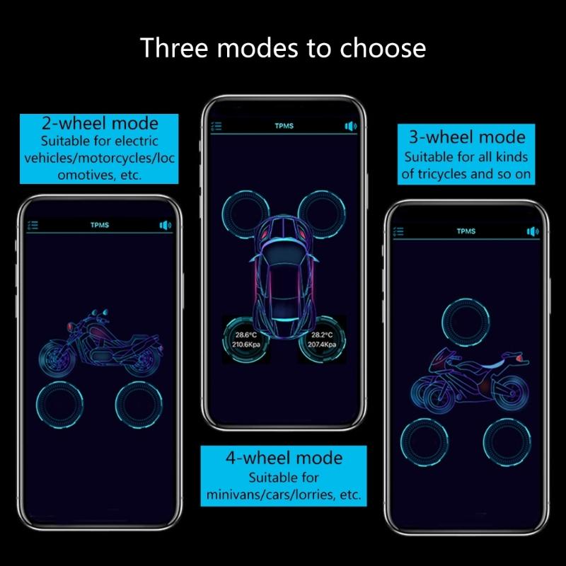 Reifendruckkontrollsystem, Wasserdichte externe Sensoren TPMS Bluetooth-kompatibles TPMS für Smartphones