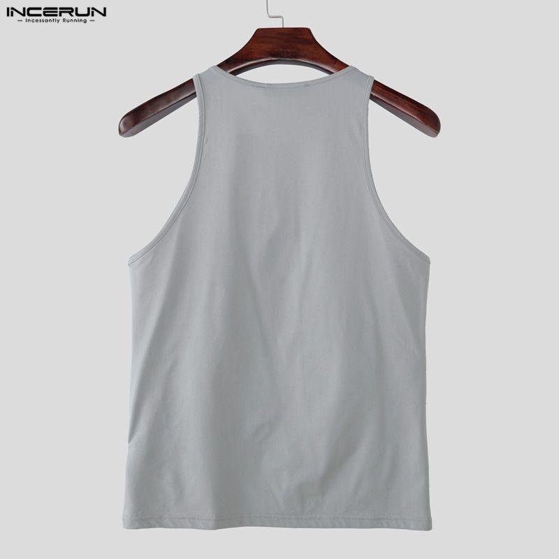 INCERUN Summer Men Strap Sleeveless Casual Loose Tank Tops Vest