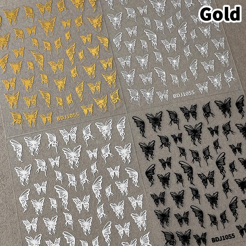 1Sheet Mini Butterfly Nail Art Stickers Decals 3d Cartoon Butterfly Design Adhesive Sliders For Women Nail Art Decorations