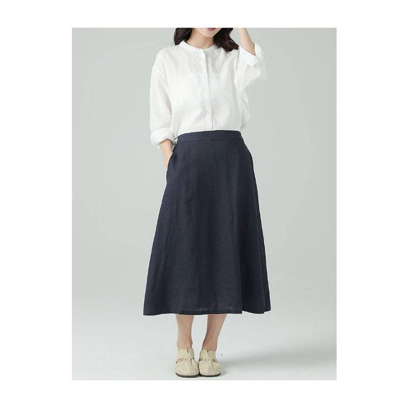 New Casual Midi Skirt  A Classic Versatile Design with An Elastic Waist