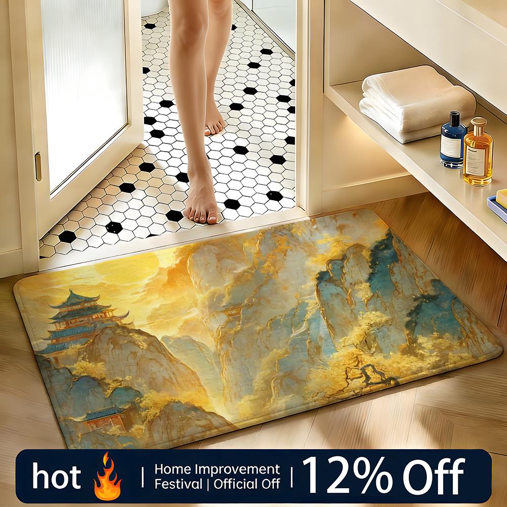 Soft Absorbent Non-Slip Rug Art Landscape Floor Mat Home Decor Doormat Bedroom Floor Mat Shower Carpet