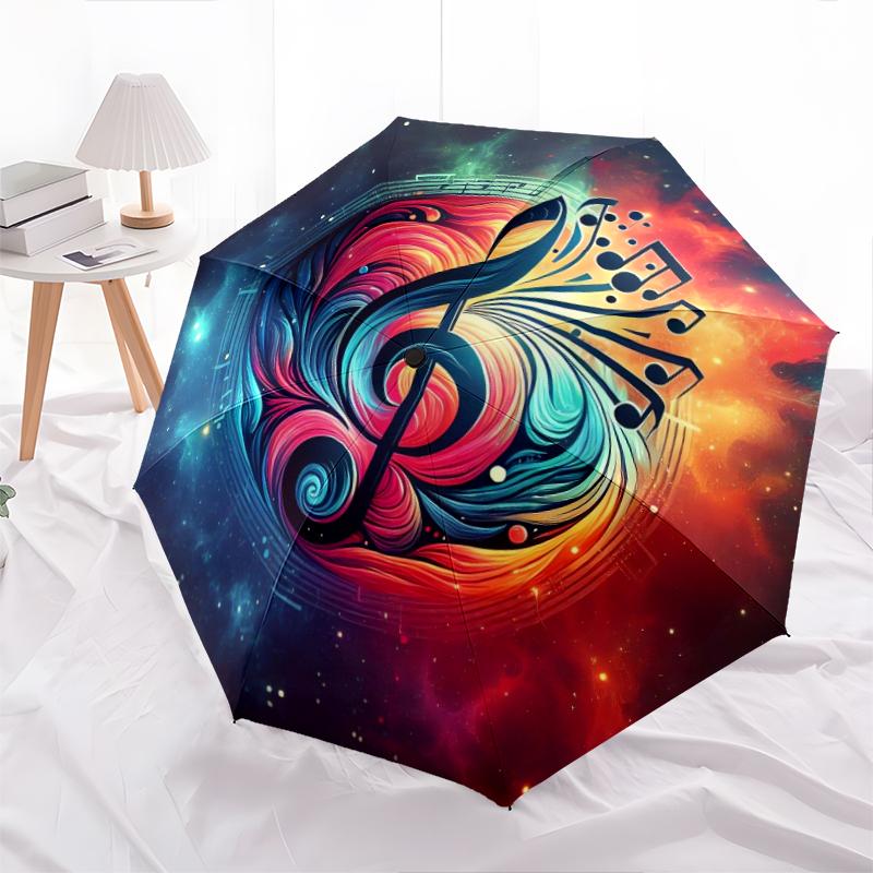 1PC Musical notes Umbrella Portable Folding Umbrella Iron Frame Hole Bone Structure Outdoor Home Umbrella A3