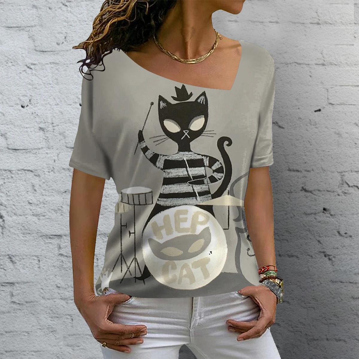 Модные женские футболки с 3D-принтом с анимированным котом — фото 3