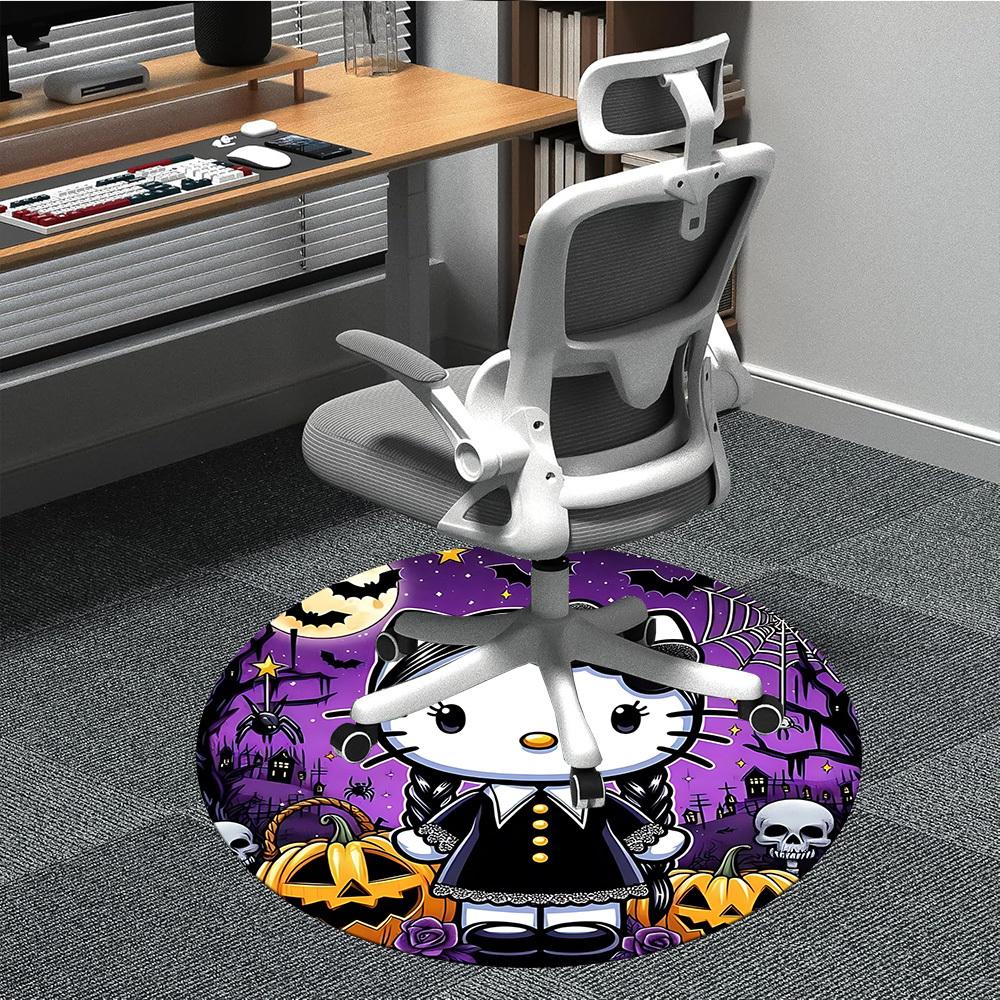 

1pc Halloween Hello Kitty Chair Carpet for Office Non-Slip,Machine Washable Rug for Office, Room - Holiday Decor - Machine Made yy251017209 80cm by 80cm