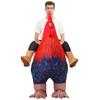 Sapphire blue and colorful rooster inflatable costume for adults.