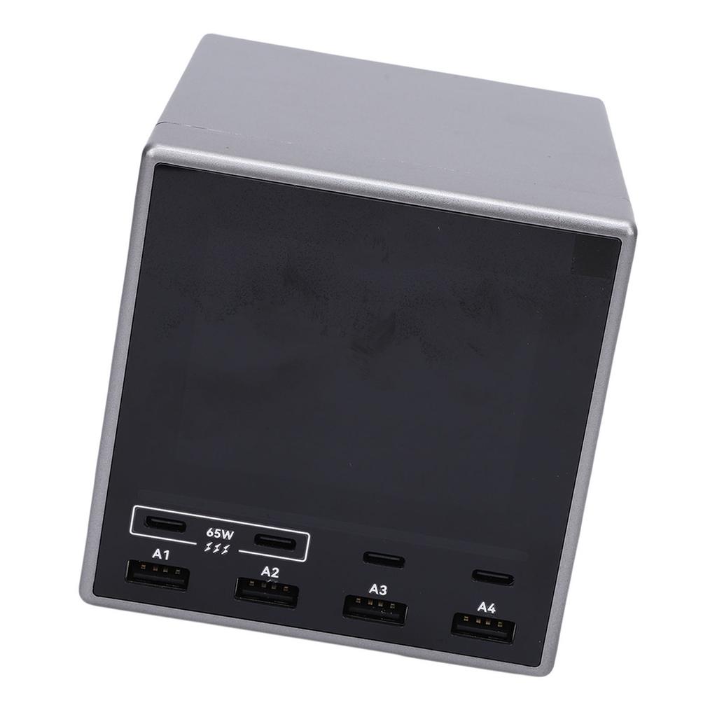 80W USB A Charging Station 4 Port USB C PD Fast Charging Station Color Digital Display Support PD3.1 PD3.0 QC3.0 for Laptops