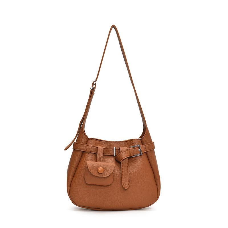 Premium trendy lychee pattern retro messenger bag women's 2025 spring new fashion niche shoulder tote bag