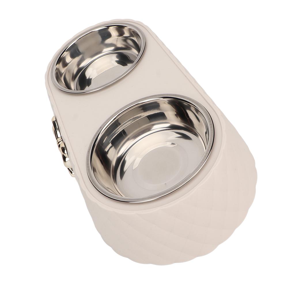 Double Pet Bowls Prevent Slip Stainless Steel Pet Food Water Bowls with Bowknot Decor Holder for