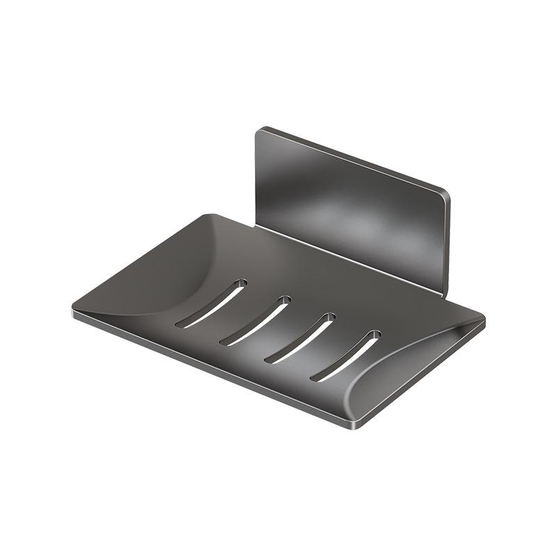 Gunmetal Wall-Mounted Soap Holder, Punch-Free Draining Rack for Bathroom.