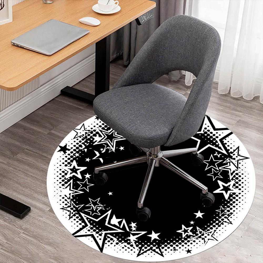 1PC star circle Office Round Area Rug, Under Office Chairs Bedroom Living Room Home Decor,Carpet for Office, -1110269