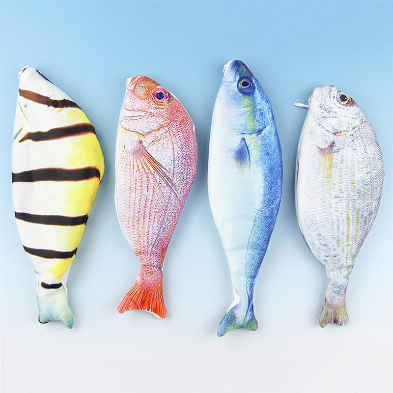 Cute Simulation Fish-Shaped Pencil Case Novelty Coin Purse Stationery Bag School Office Supplies Gift for Boys Girls
