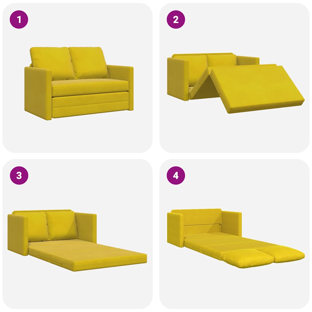 Vidaxl 2-in-1 Floor Sofa, Dark Yellow, 122X204X55 Cm, Velvet