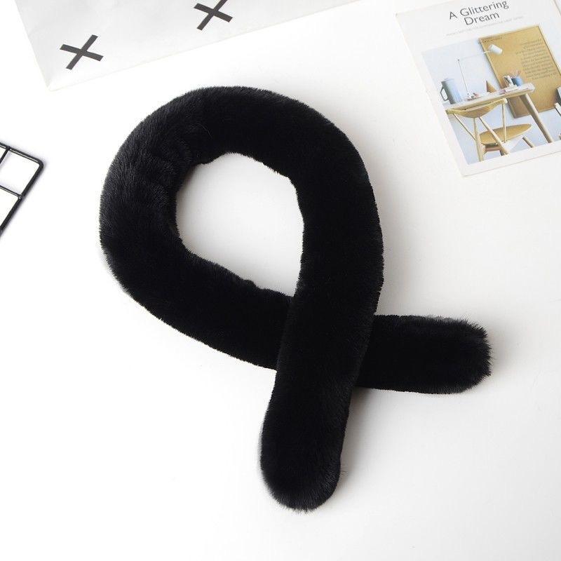 New Imitation Rex Rabbit Fur Scarf Korean Version  Thin Strips  Versatile Fur Scarf Small Cross  Plush Long Narrow Collar Thickened for Women