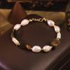 Natural Freshwater Pearl Tiger Eye Beaded Adjustable Bracelet for Women Daily Office Party Pearl Bracelet Bohemian Jewelry