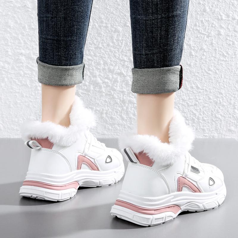 36-43 Winter Dames Grote Mode Pluche Casual Katoenen Schoenen Sneeuwlaarzen Warm Sportieve Papa Schoenen Dames Korte Laarzen