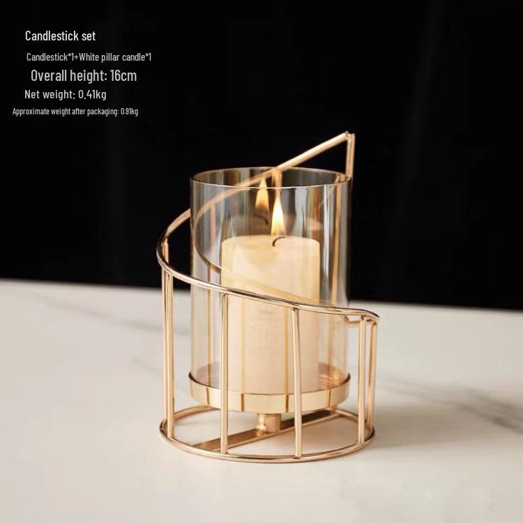 Nordic Romantic Wrought Iron Candlestick Holder - Elegant Candlelight Decor for Living Room & Dining Table
