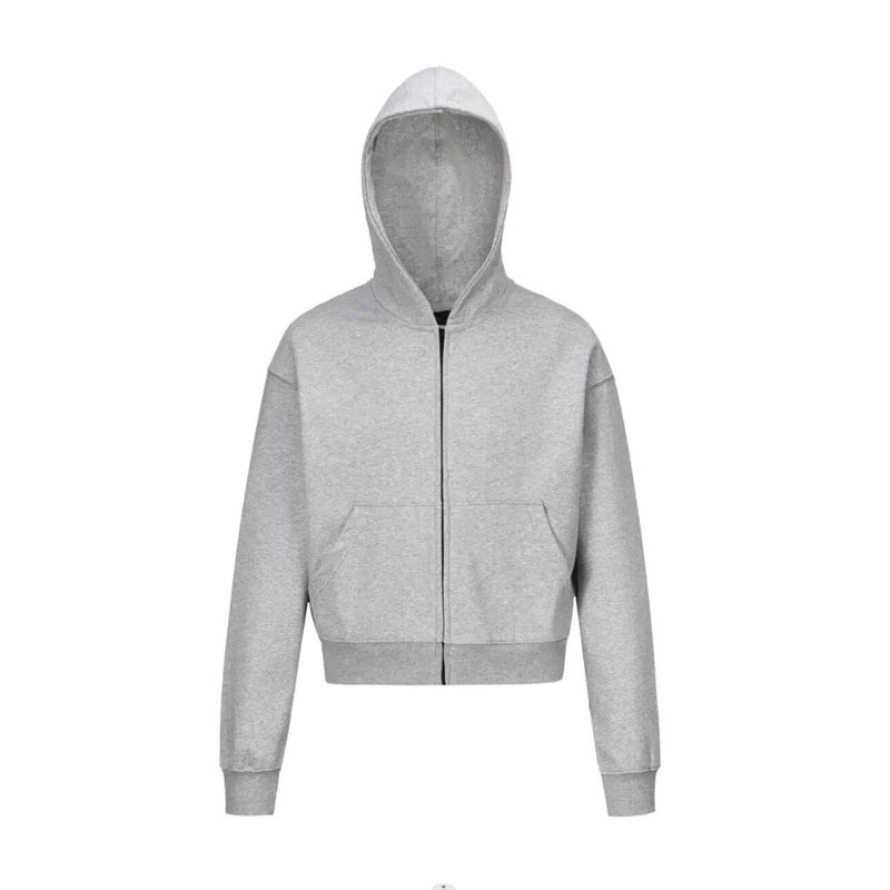 Spring & Fall Cleanfit Gray Hooded Sweatshirt Men and Women American Retro Casual Boxy Short Loose Coat Hoodie