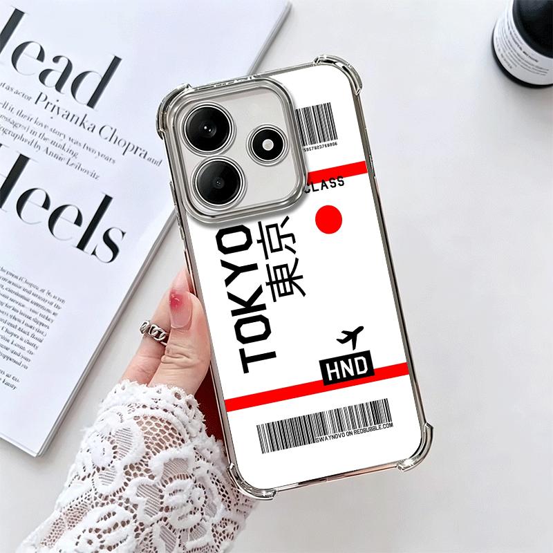 Travel Air Ticket Label Soft Phone Case For Xiaomi Redmi Note 14 15 Pro Plus 13 12 11S 11T 5G 10 9S 9 Plating Anti-Fall Fundas