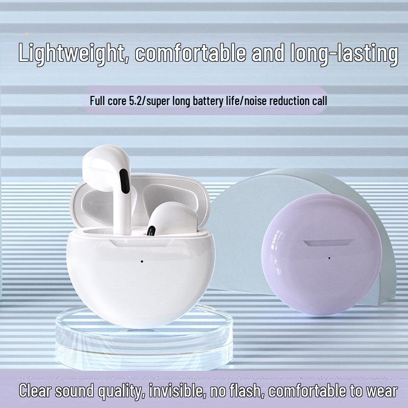 Fone de ouvido esportivo sem fio Bluetooth Pro6 J6 - Controle de toque TWS, binaural, perfeito para presentear.