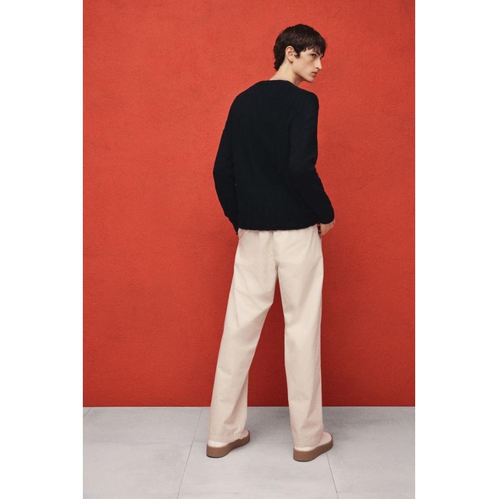 H M Rolled Edge Sweater Regular Fit Navy Blue