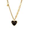 Chic Minimalist Women's Peach Heart Pendant Necklace: European & American Style, Sexy Layered Design with Drip Oil & Steel Beads