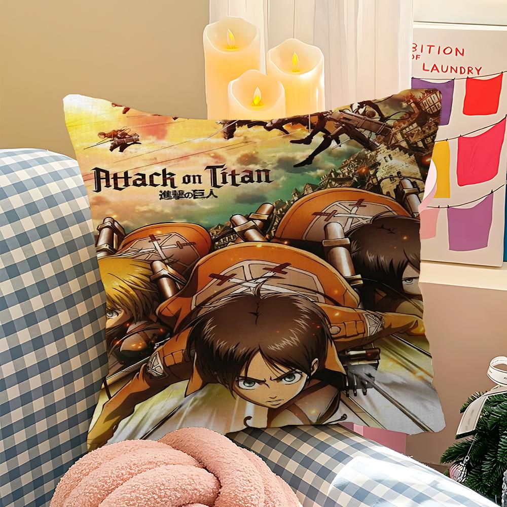 Anime A-Attack On T-Titan Cushion Cover Car Throw Pillow Case For Sofa Car Christmas Gift 40x40cm 45x45cm