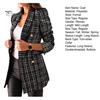 Winter Coat Women Autumn Blazer Lapel Cardigan Long Sleeves Double-breasted Slim Fit Lady Warm Casual Thick Plaid Print for Work
