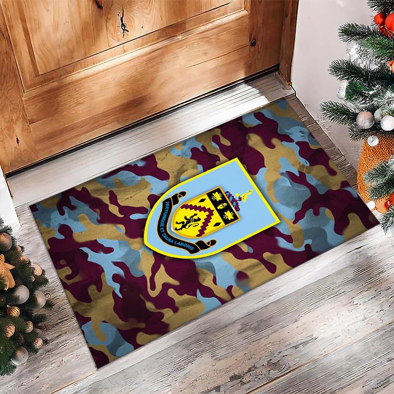 Burnley Football Print Crystal Velvet Rug, Comfortable Water Absorbent Non Slip Indoor Floor Carpet