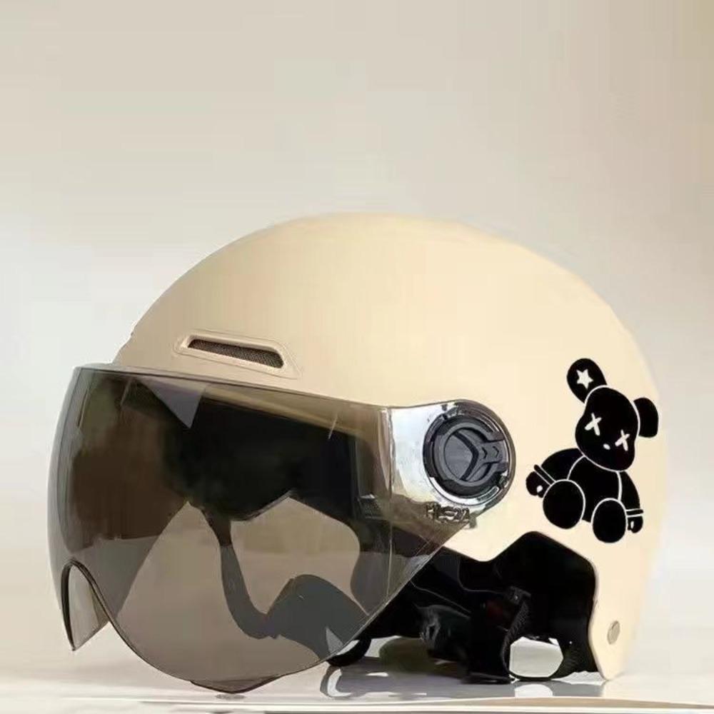Trend Cat Ear Windmill Electric Car Men and Women Battery Car Motorcycle Safety Anti-drop Four Seasons Summer Half Helmet Helmet