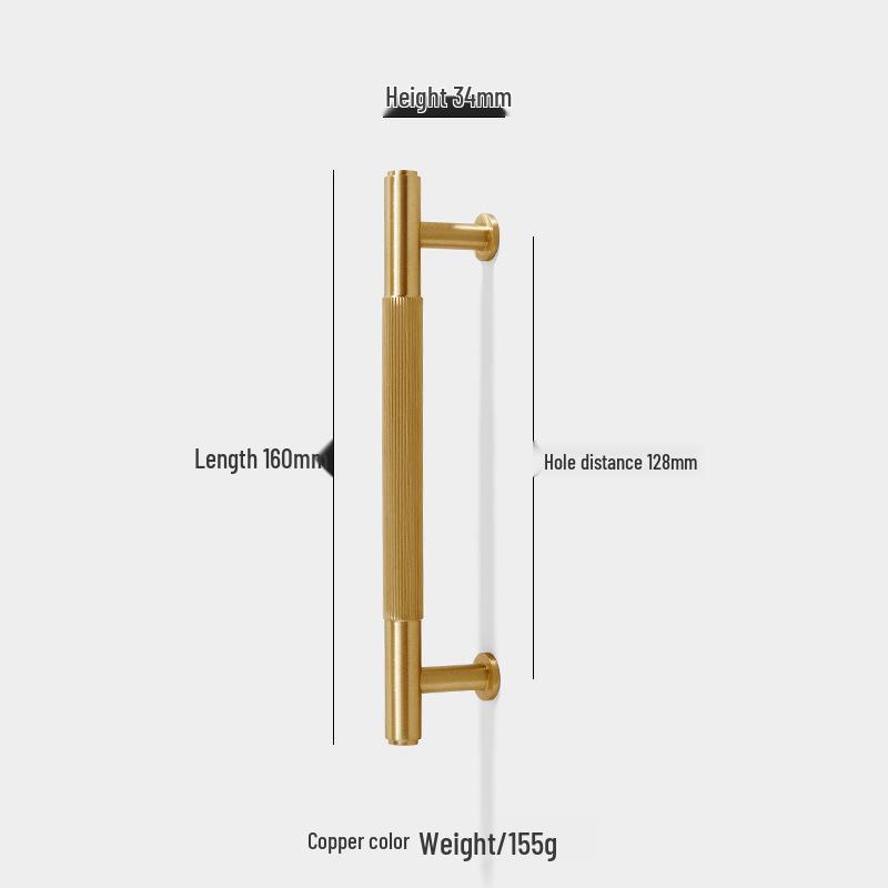 French Style Brass Cabinet Handle with Line Pattern for Wardrobe, Closet, and Drawer